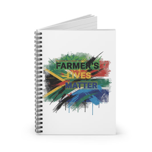 Farmer's Lives Matter Spiral Notebook | Ruled Journal, South African Flag Art