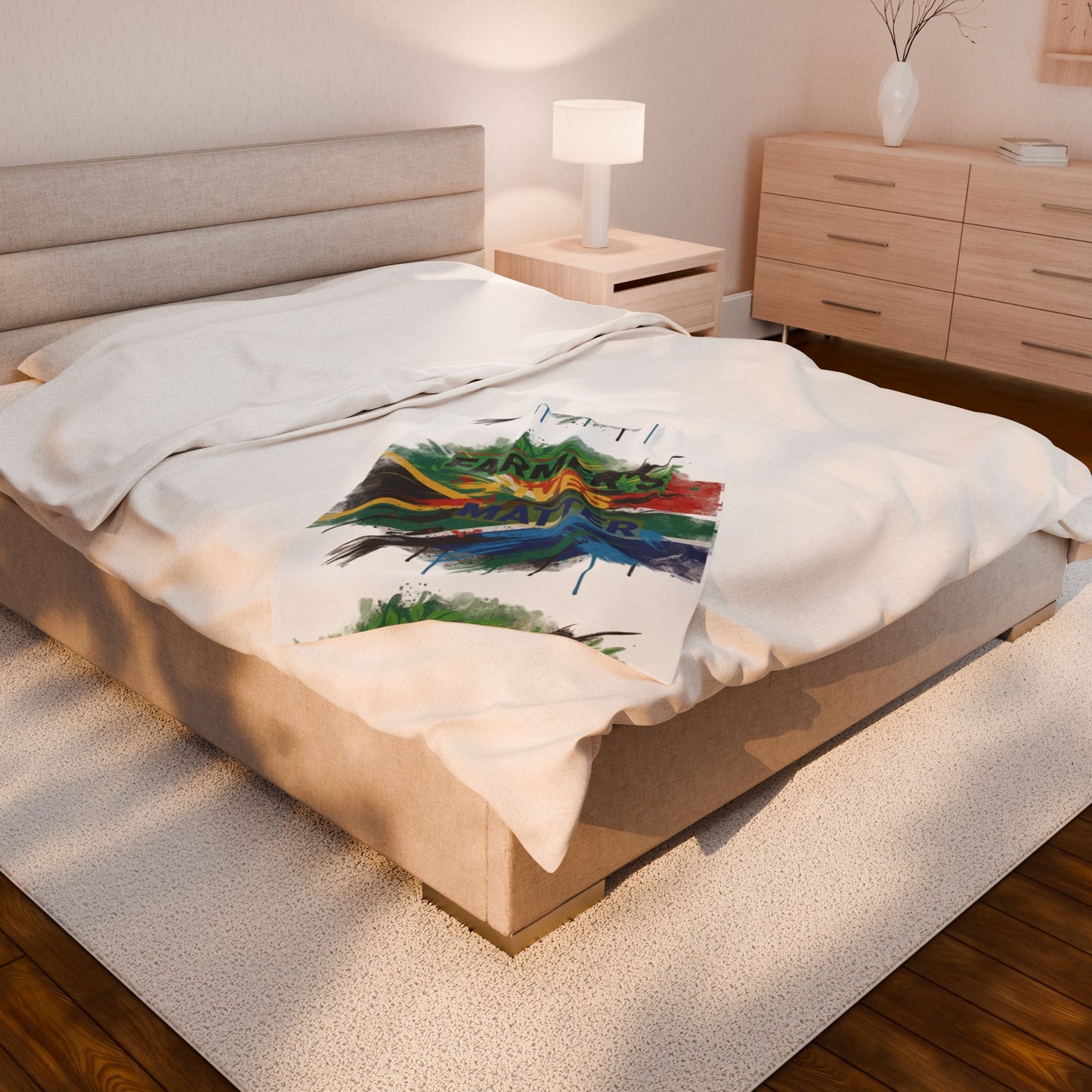 Plush Blanket, Farmers Lives Matter on South African Flag, Home Decor, Gift for Farmers, Farmhouse Decor, Patriotic Blanket, African Flag