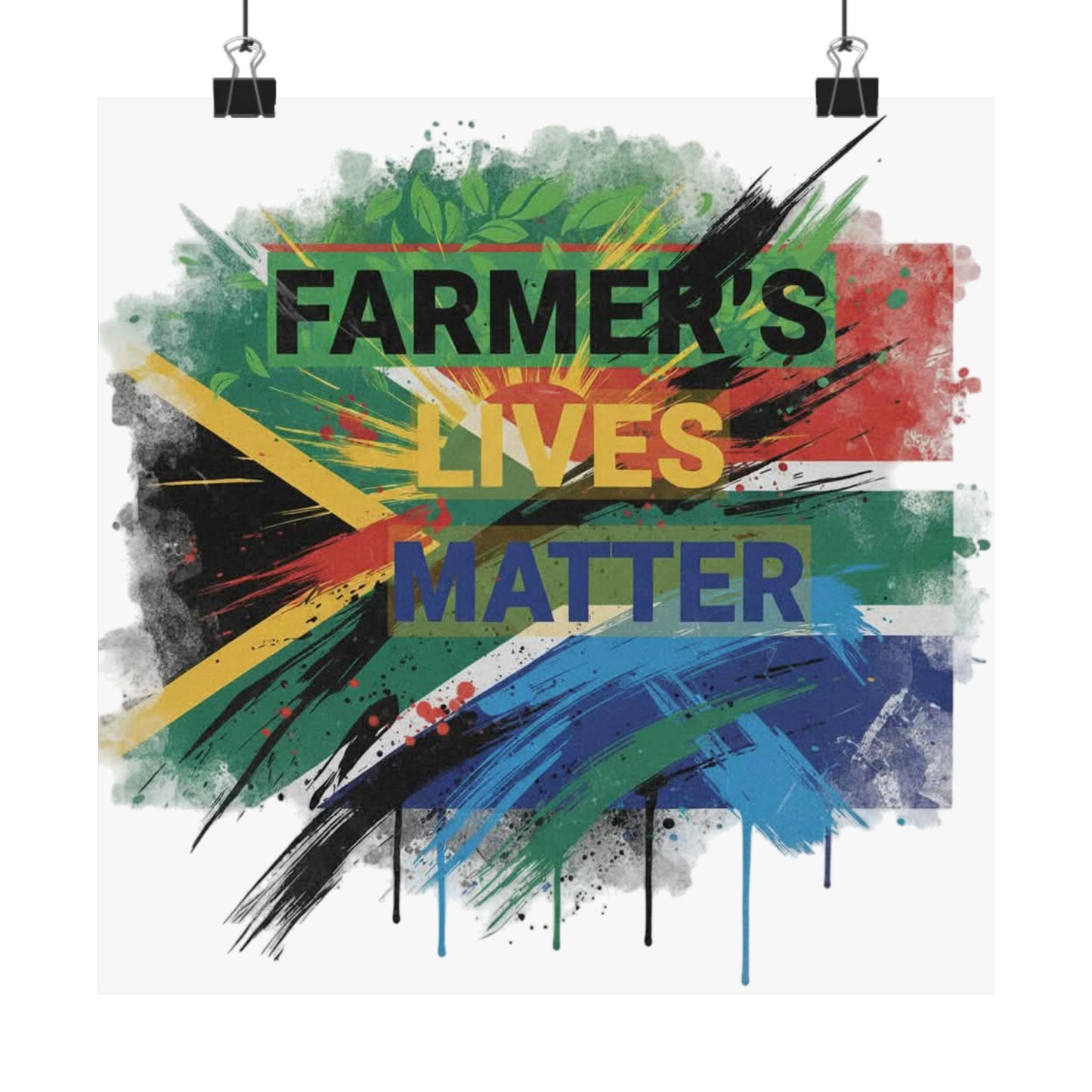 Farmers Lives Matter Poster | Matte Vertical Wall Art, South Africa Flag Grunge