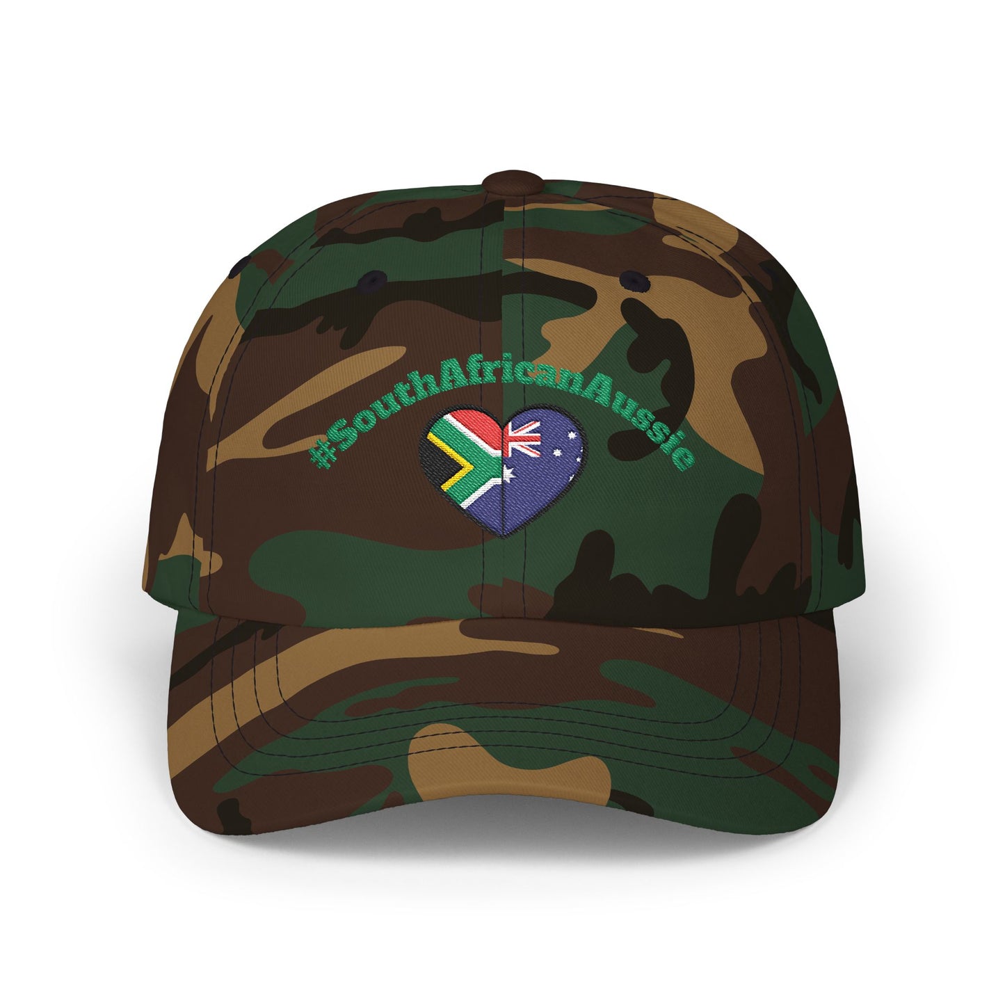 Dad Cap – #SouthAfricanAussie Heart Flag Embroidered Baseball Hat