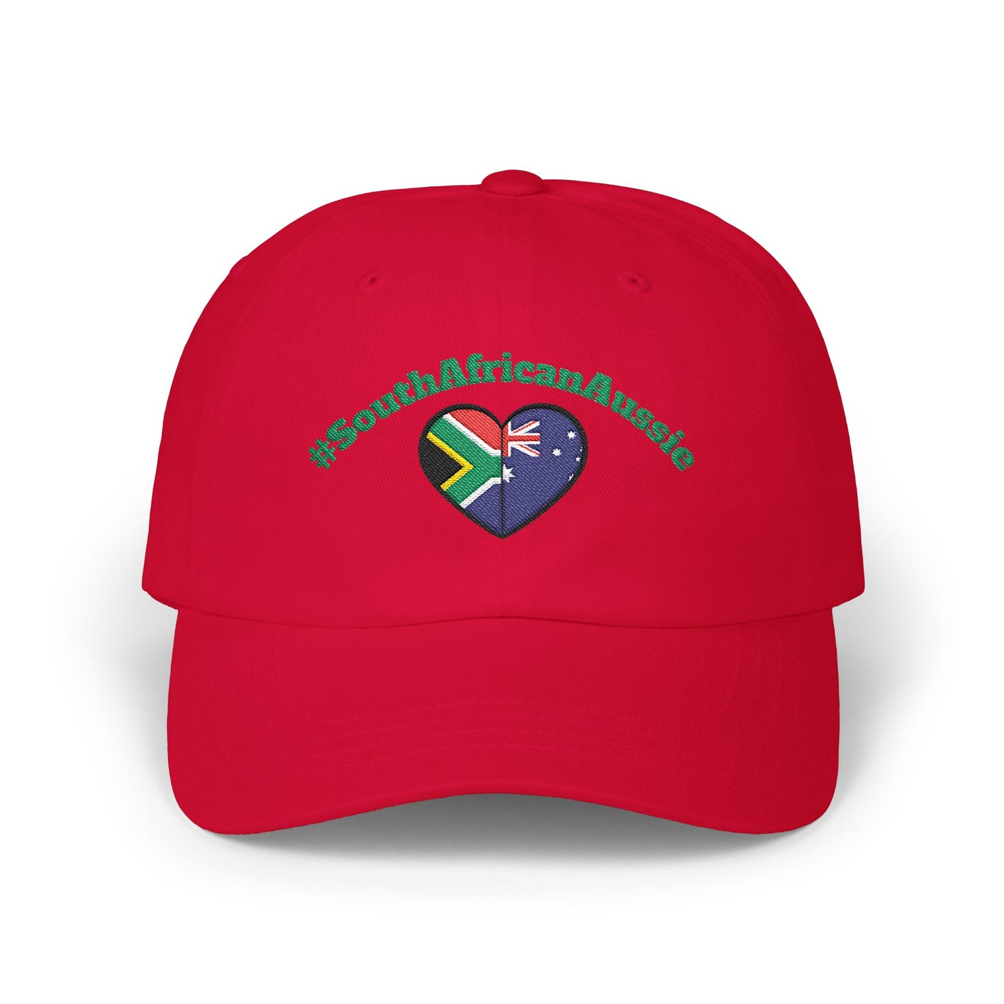 Dad Cap – #SouthAfricanAussie Heart Flag Embroidered Baseball Hat