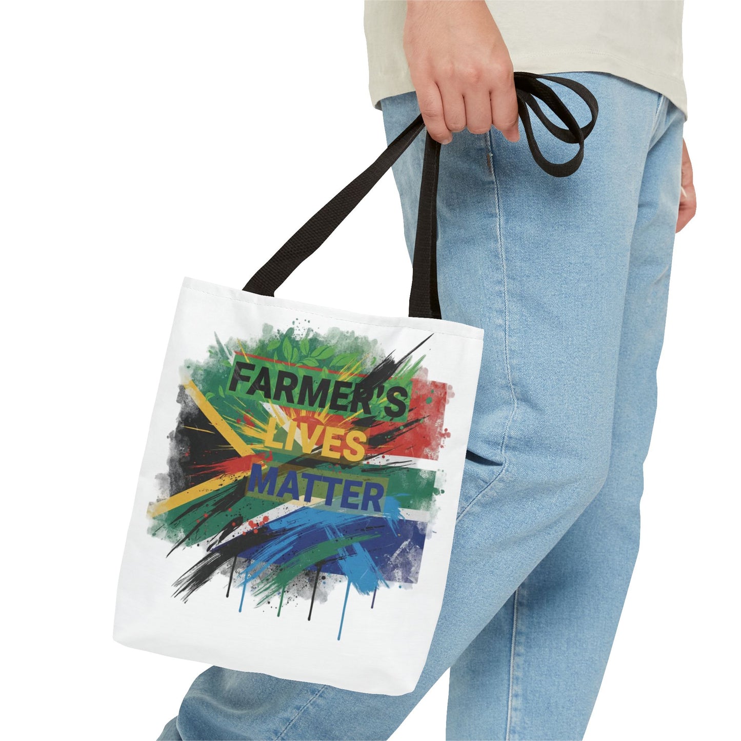 Farmers Lives Matter Tote Bag | South Africa Flag Brushstroke Design