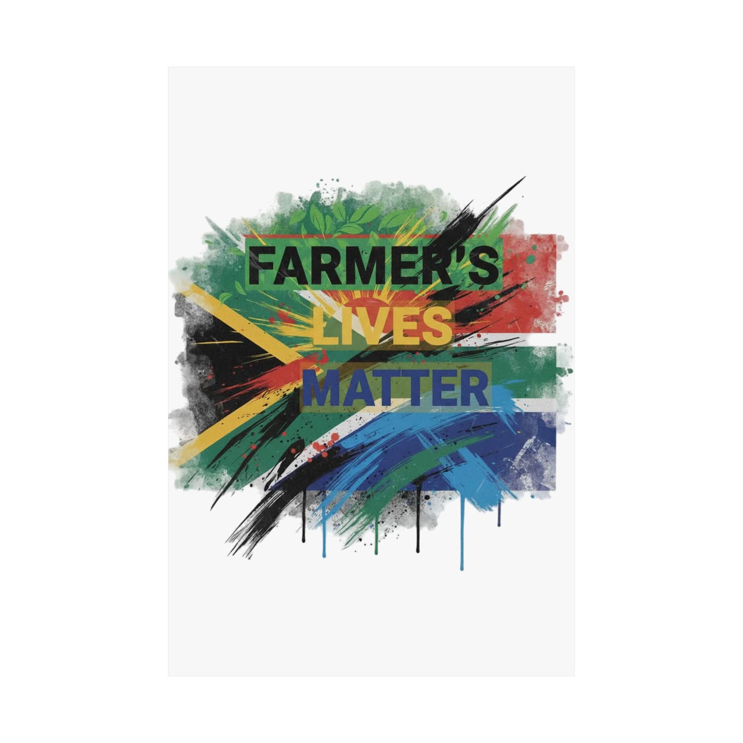 Farmers Lives Matter Poster | Matte Vertical Wall Art, South Africa Flag Grunge