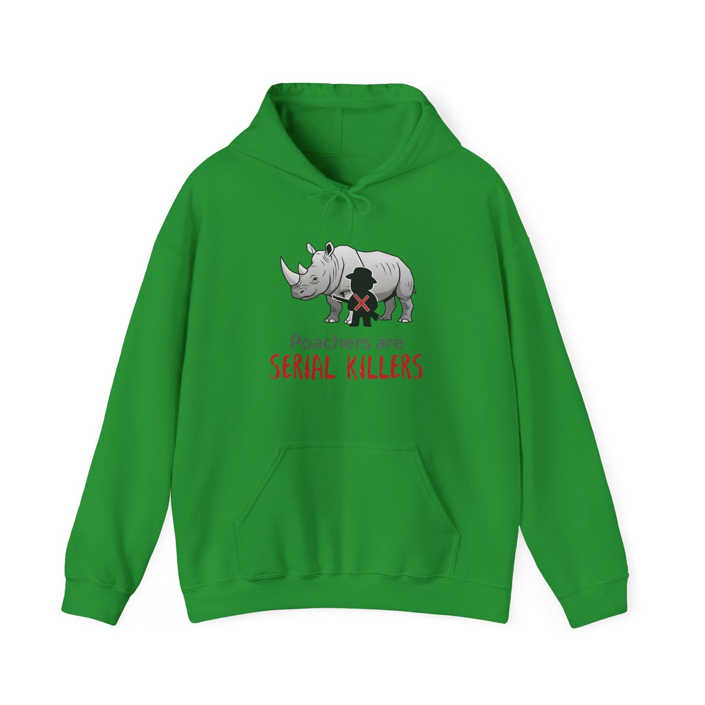 Rhino Graphic Hoodie — "Poachers Are Serial Killers" Wildlife Conservation Hoodie