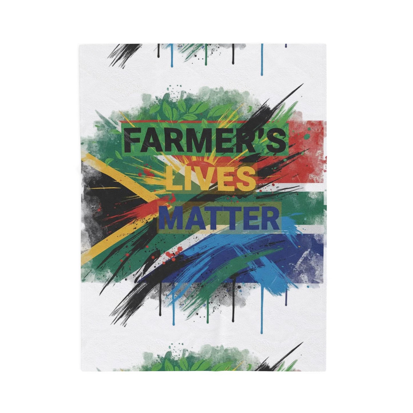 Plush Blanket, Farmers Lives Matter on South African Flag, Home Decor, Gift for Farmers, Farmhouse Decor, Patriotic Blanket, African Flag