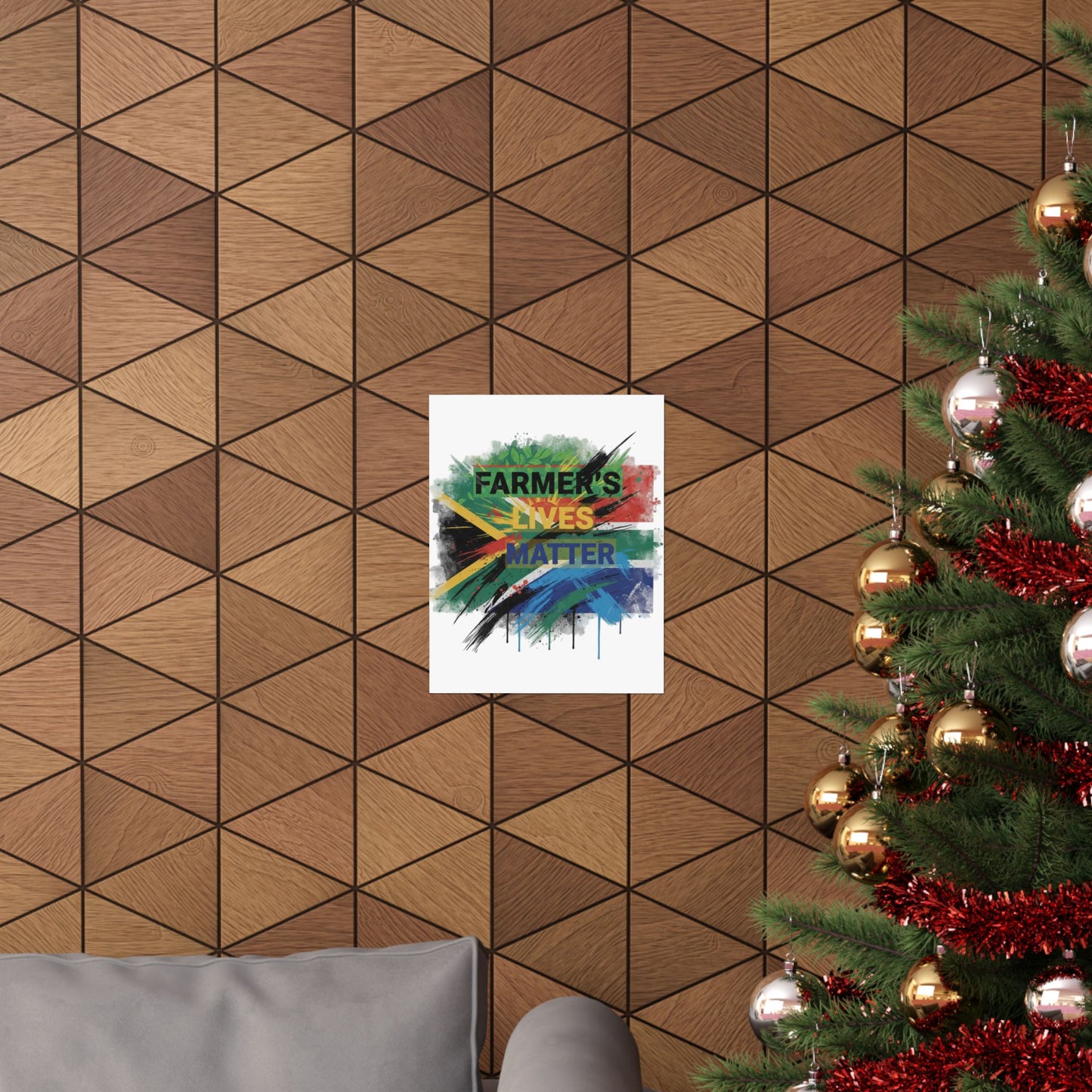 Farmers Lives Matter Poster | Matte Vertical Wall Art, South Africa Flag Grunge