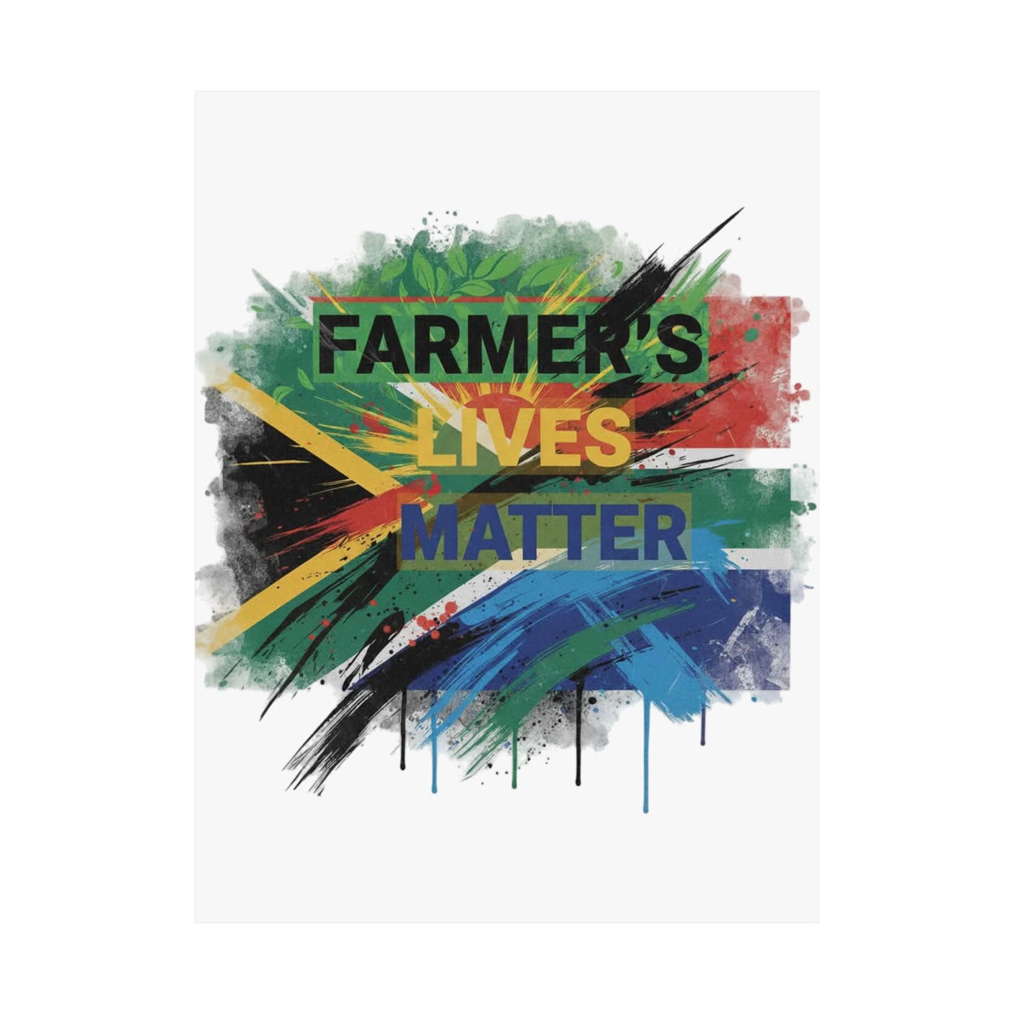 Farmers Lives Matter Poster | Matte Vertical Wall Art, South Africa Flag Grunge
