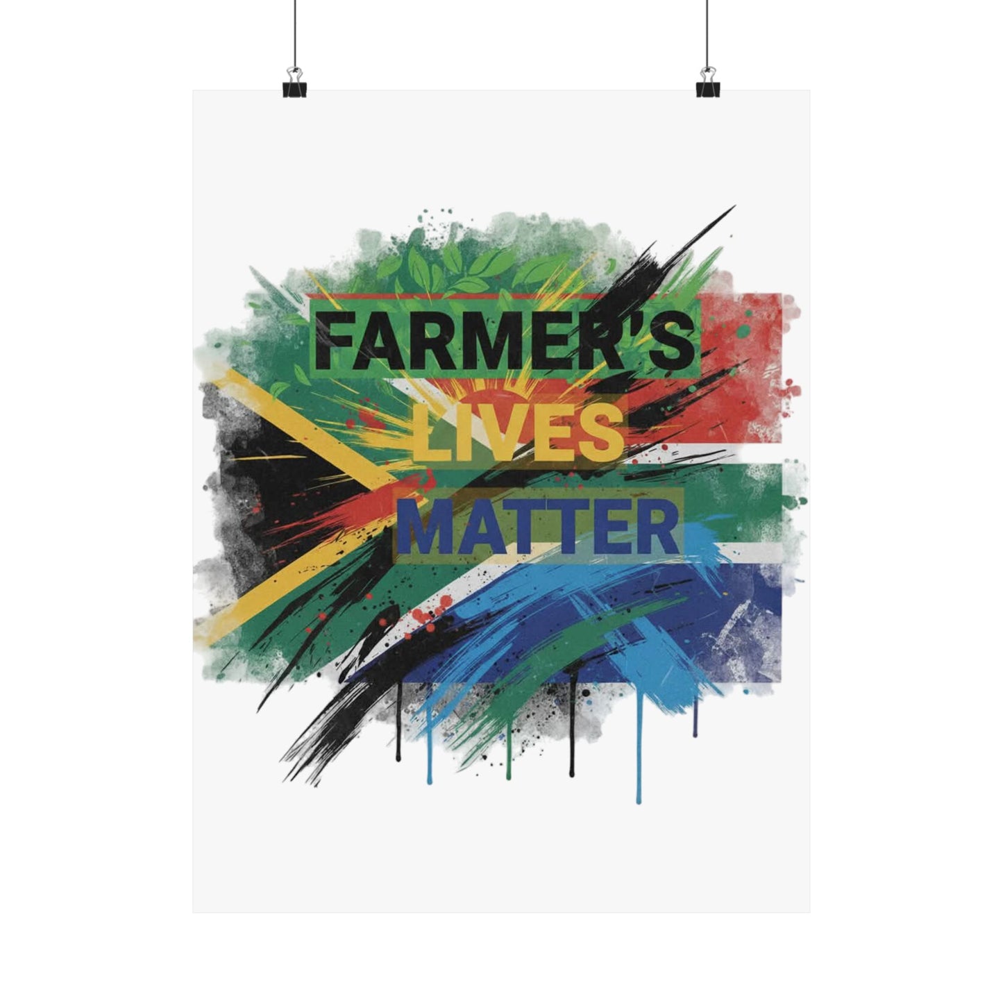 Farmers Lives Matter Poster | Matte Vertical Wall Art, South Africa Flag Grunge