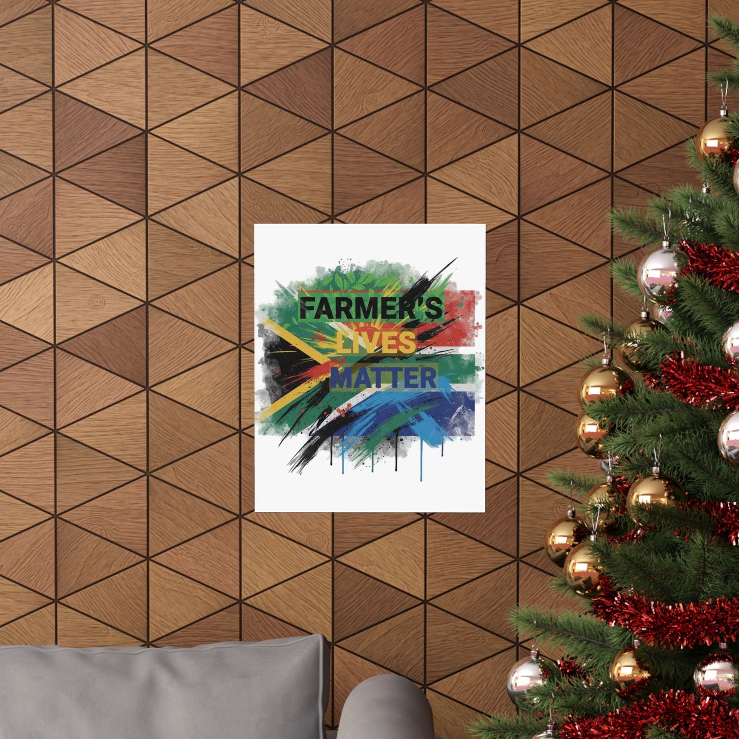 Farmers Lives Matter Poster | Matte Vertical Wall Art, South Africa Flag Grunge