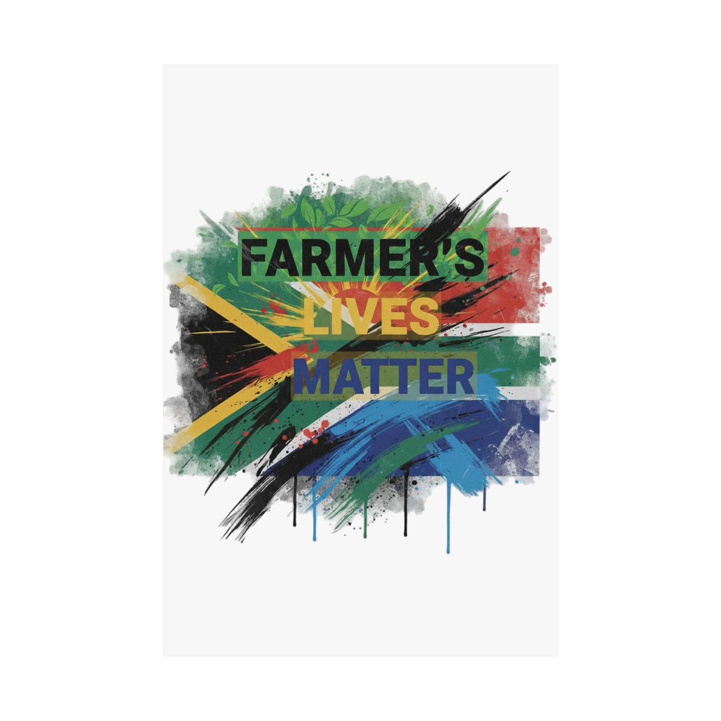 Farmers Lives Matter Poster | Matte Vertical Wall Art, South Africa Flag Grunge