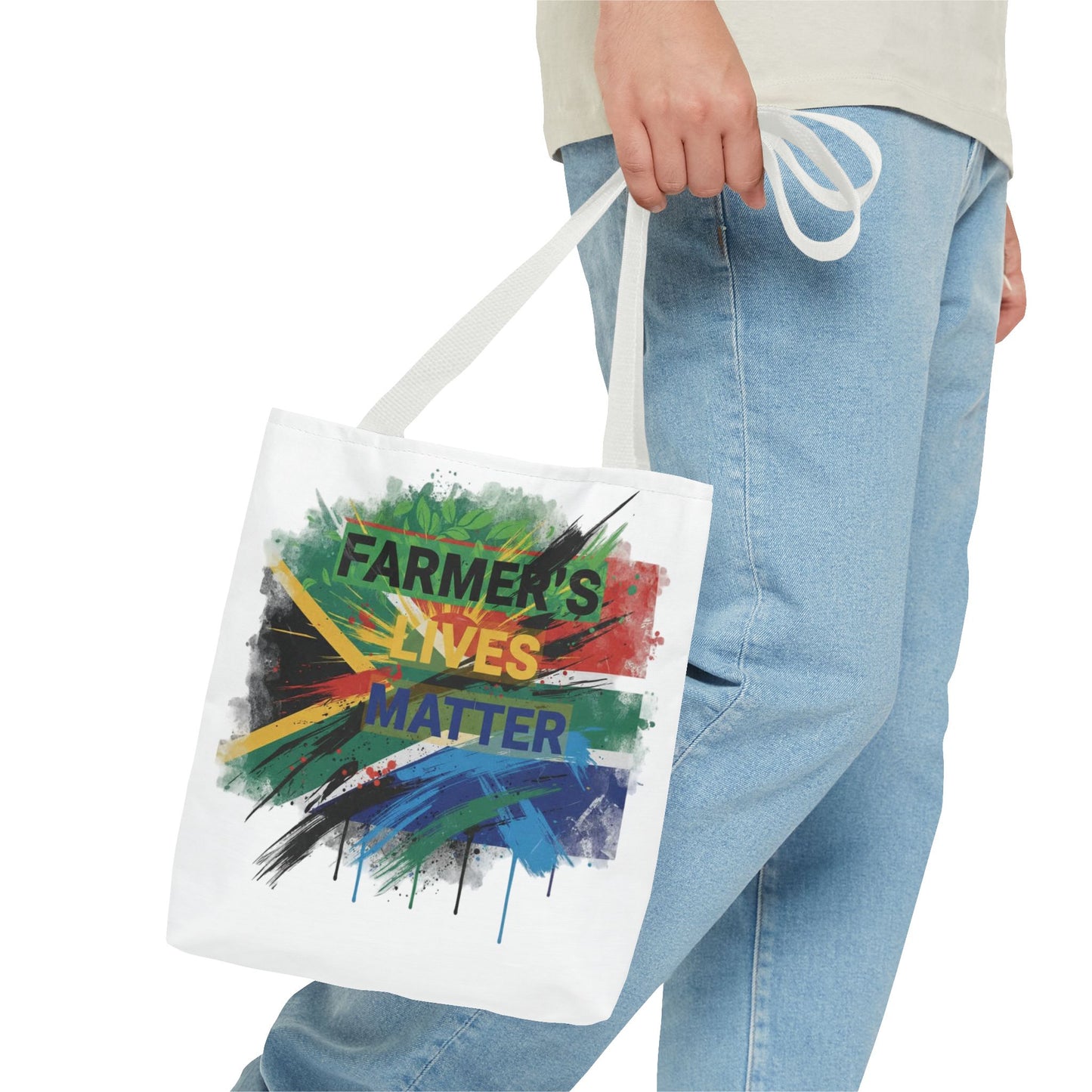 Farmers Lives Matter Tote Bag | South Africa Flag Brushstroke Design