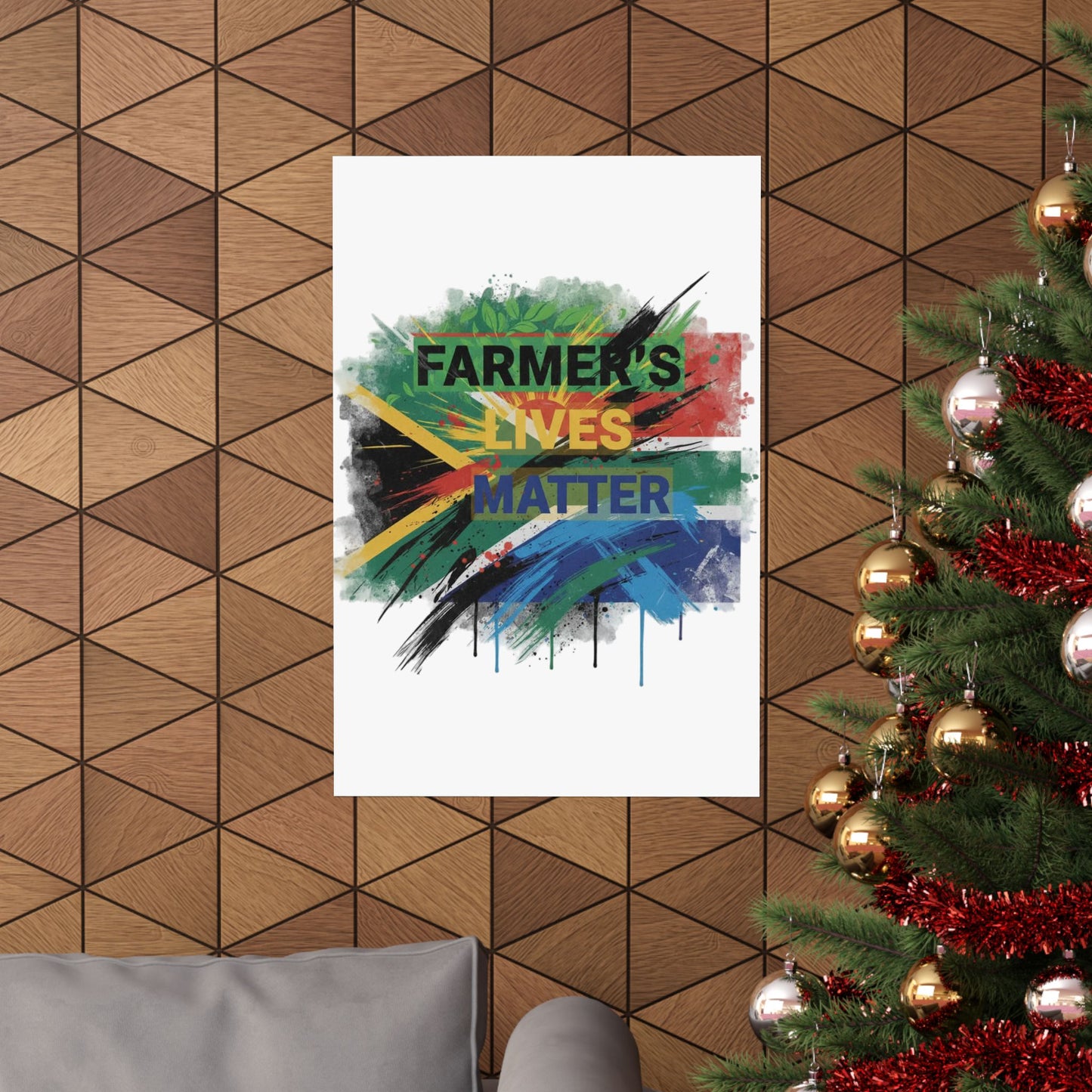 Farmers Lives Matter Poster | Matte Vertical Wall Art, South Africa Flag Grunge