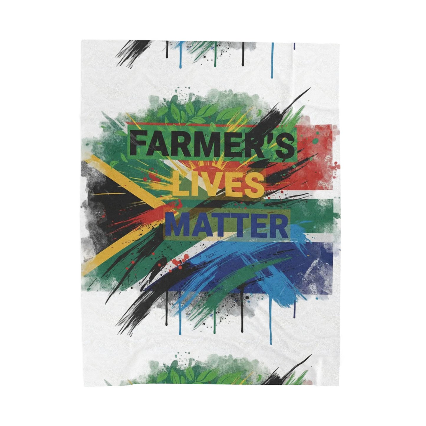 Plush Blanket, Farmers Lives Matter on South African Flag, Home Decor, Gift for Farmers, Farmhouse Decor, Patriotic Blanket, African Flag