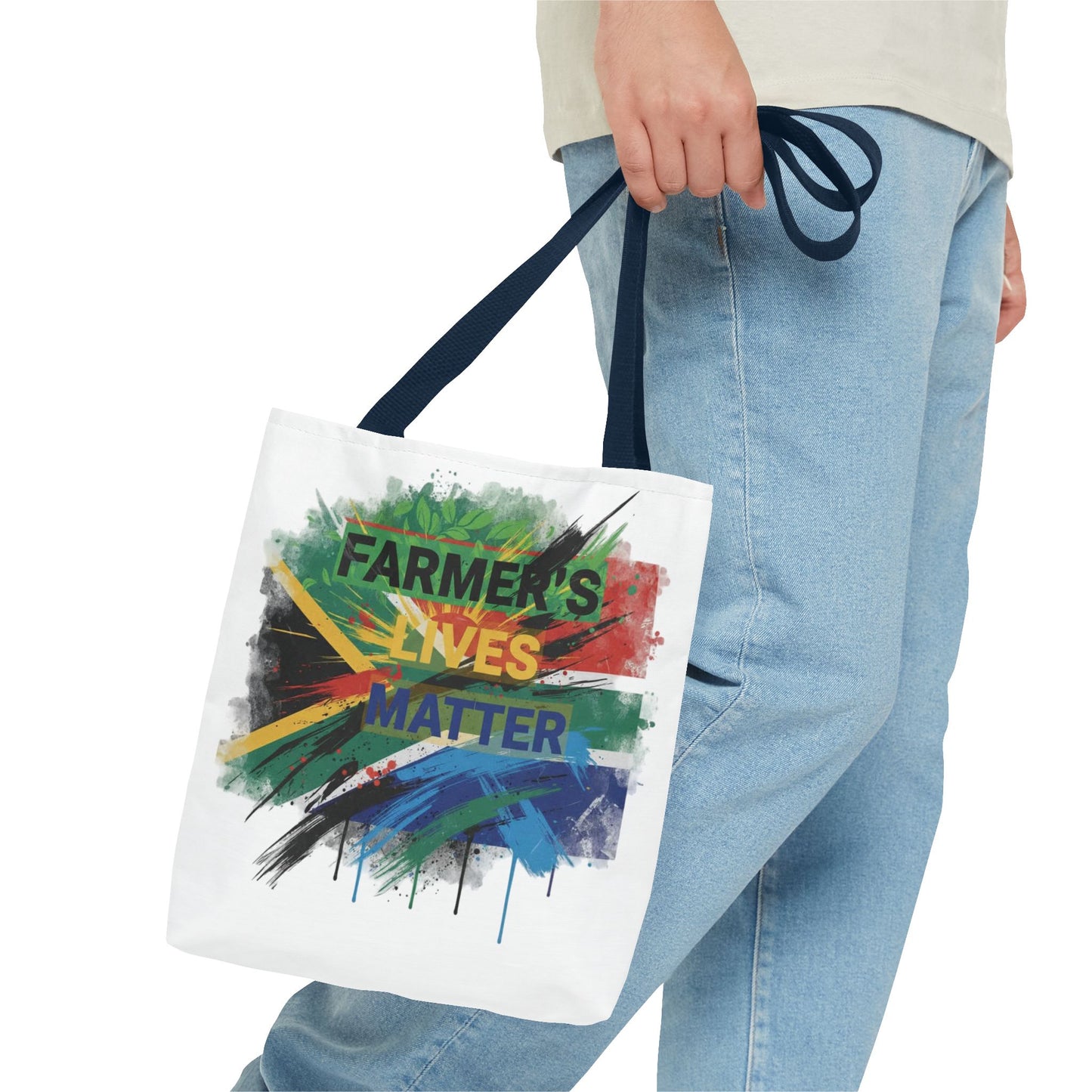 Farmers Lives Matter Tote Bag | South Africa Flag Brushstroke Design