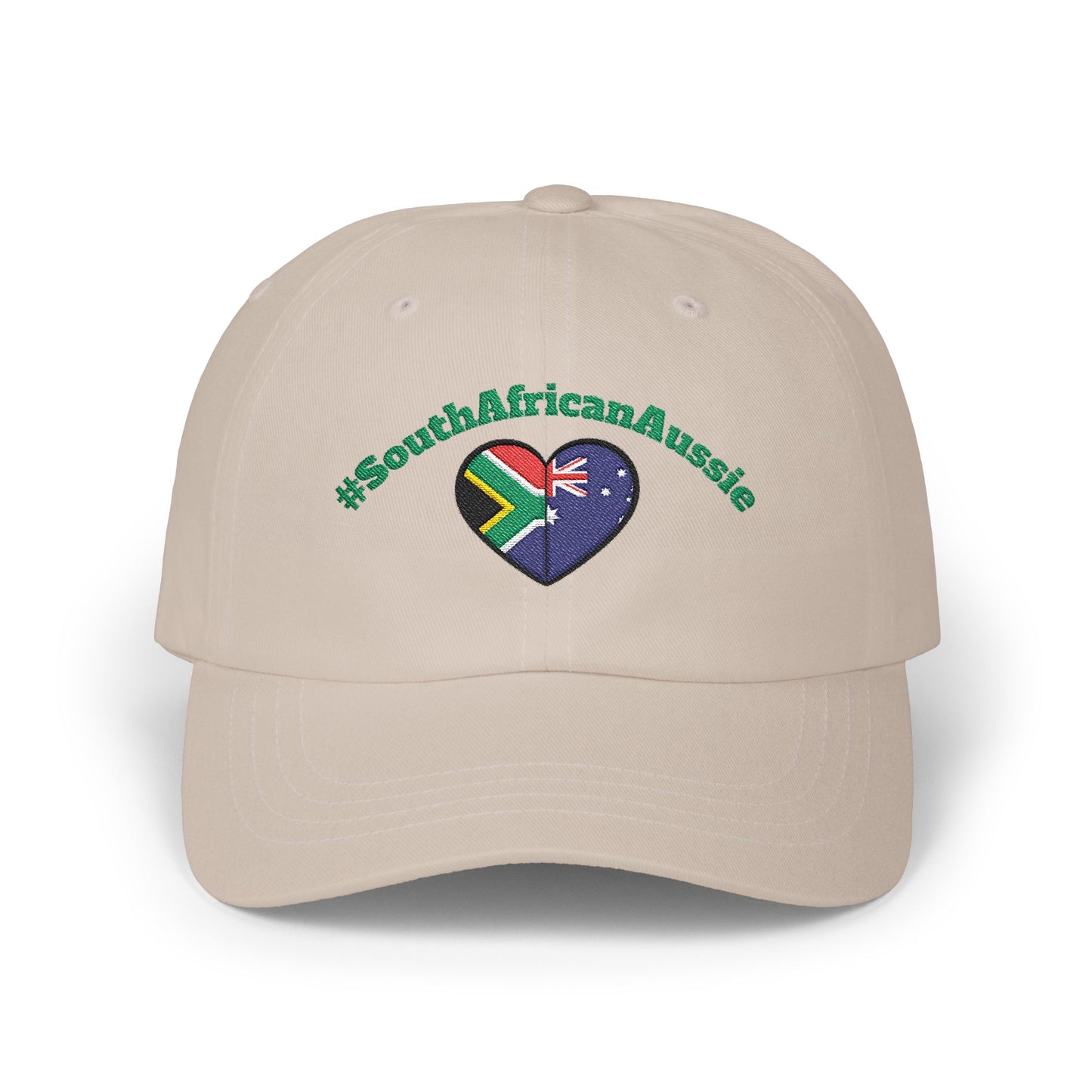 Dad Cap – #SouthAfricanAussie Heart Flag Embroidered Baseball Hat