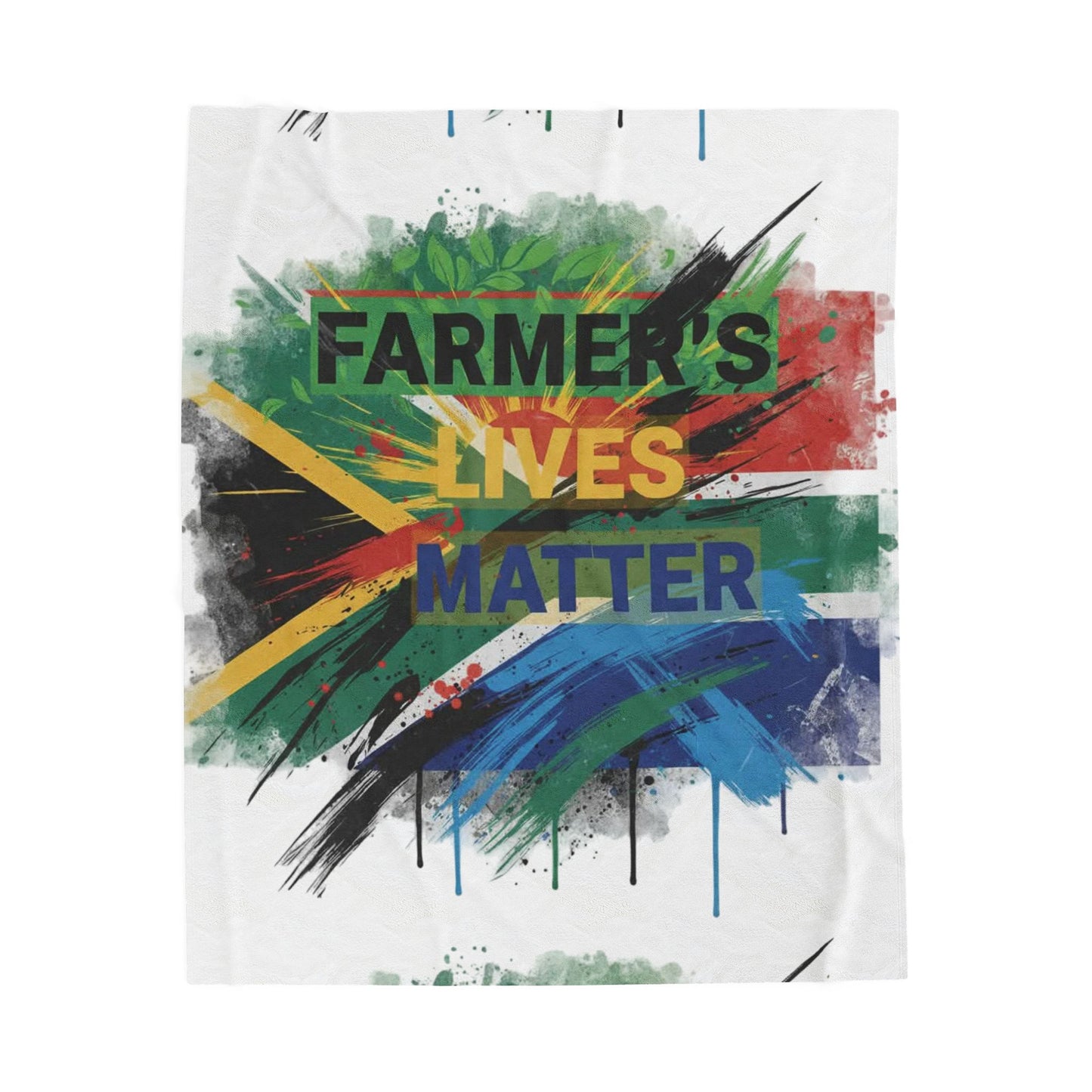 Plush Blanket, Farmers Lives Matter on South African Flag, Home Decor, Gift for Farmers, Farmhouse Decor, Patriotic Blanket, African Flag
