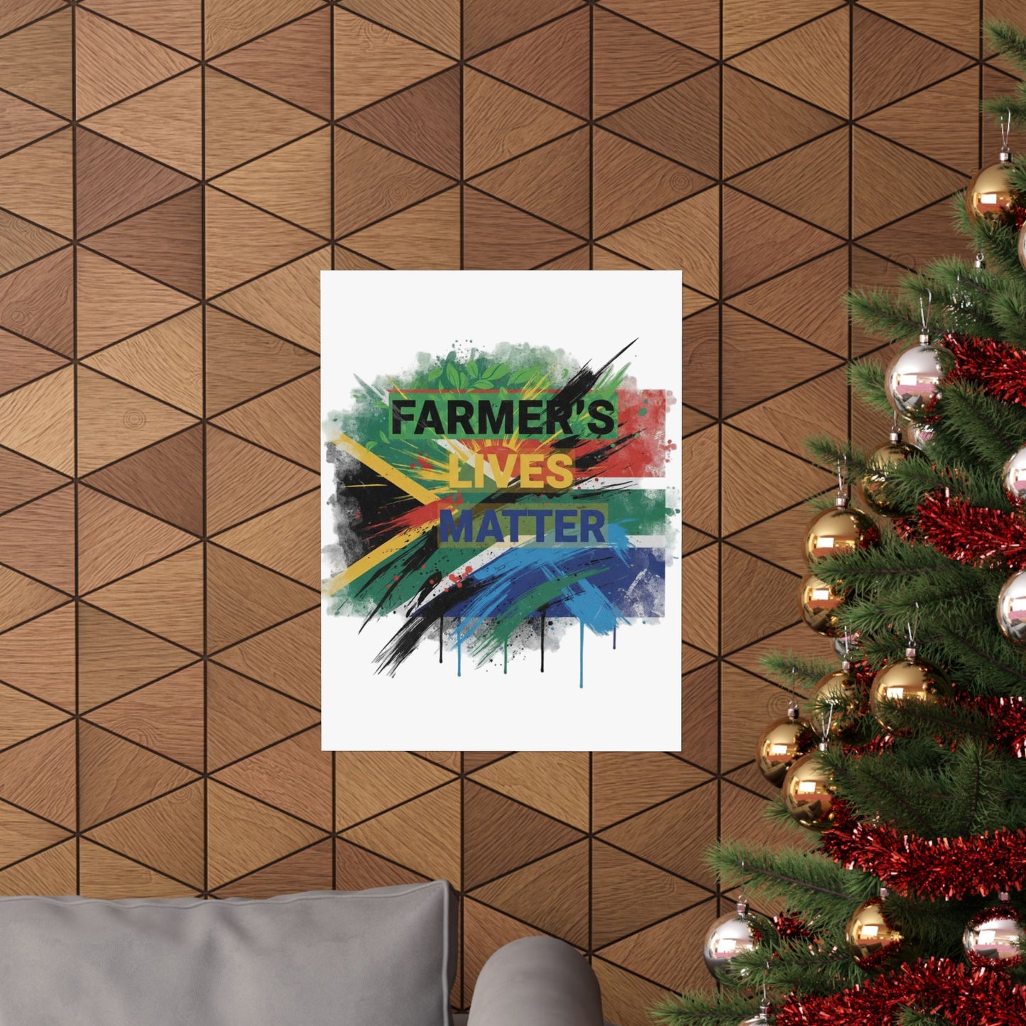 Farmers Lives Matter Poster | Matte Vertical Wall Art, South Africa Flag Grunge