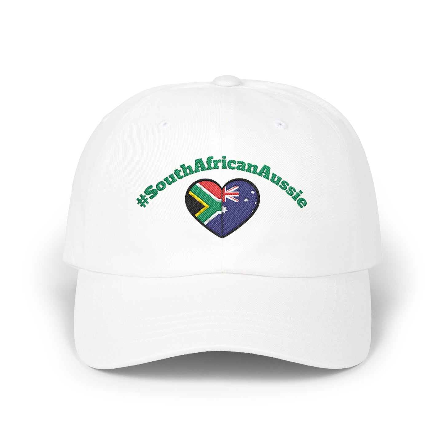 Dad Cap – #SouthAfricanAussie Heart Flag Embroidered Baseball Hat