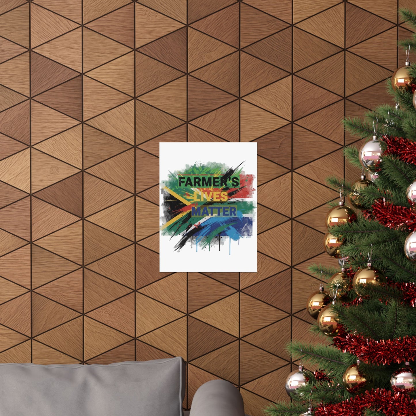 Farmers Lives Matter Poster | Matte Vertical Wall Art, South Africa Flag Grunge
