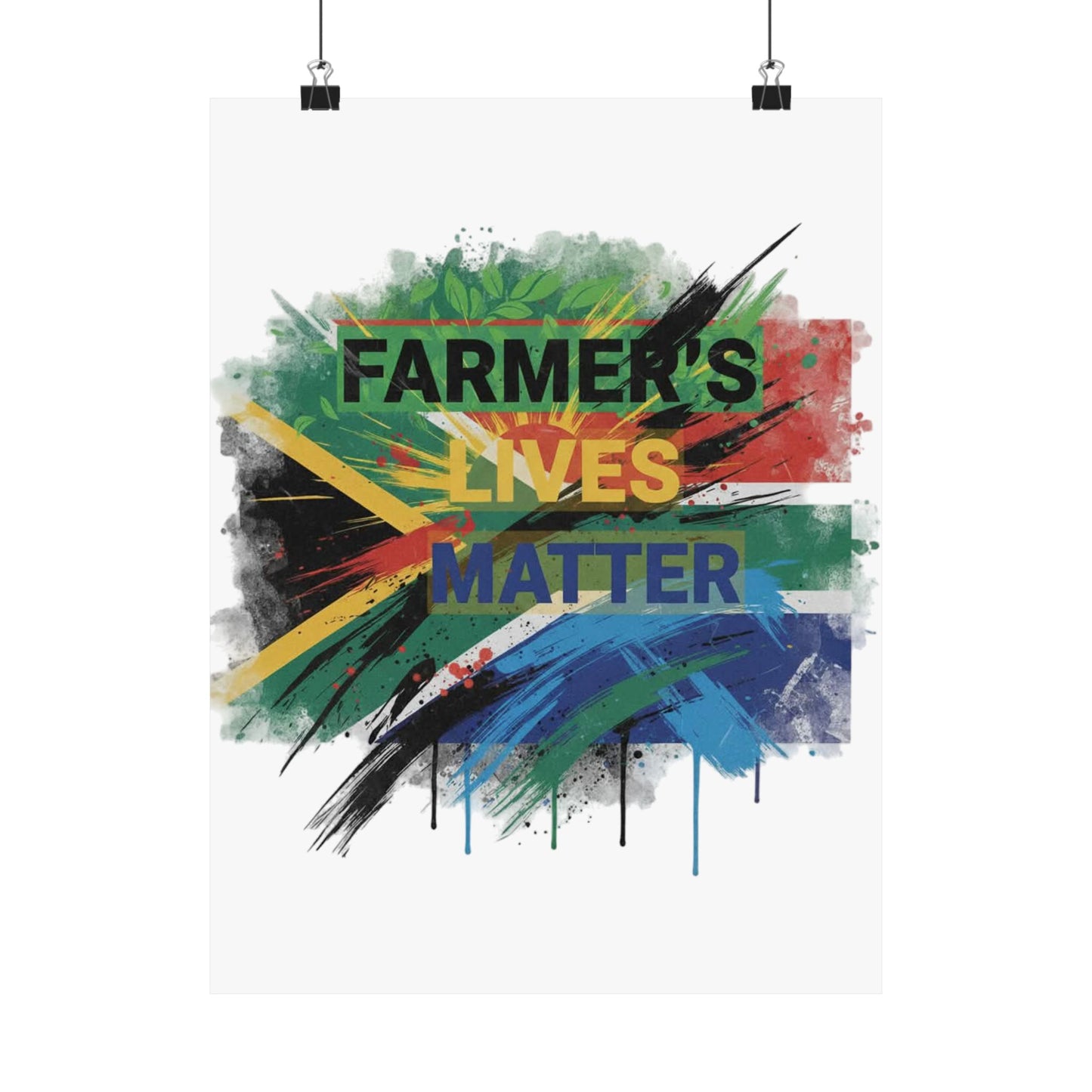 Farmers Lives Matter Poster | Matte Vertical Wall Art, South Africa Flag Grunge