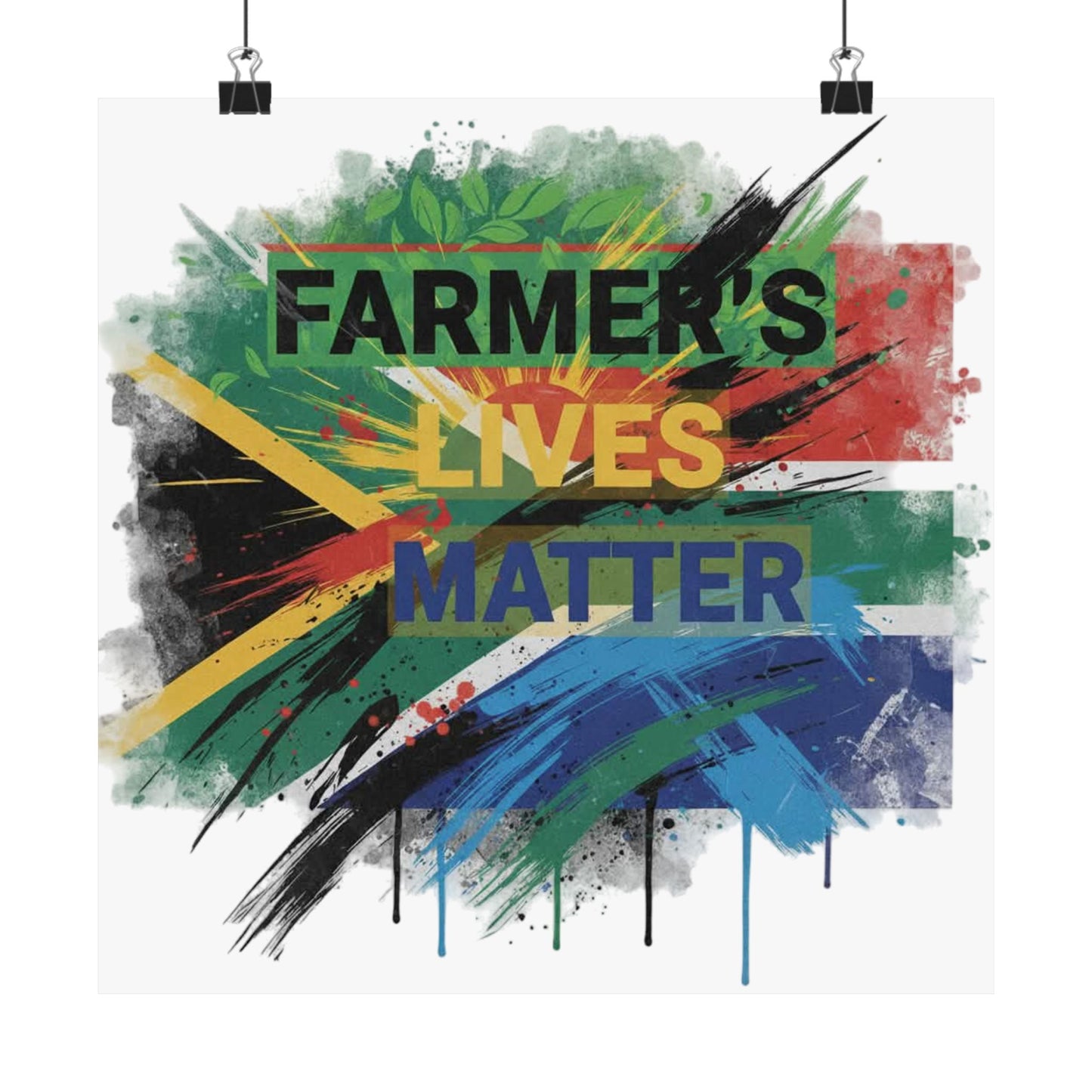 Farmers Lives Matter Poster | Matte Vertical Wall Art, South Africa Flag Grunge