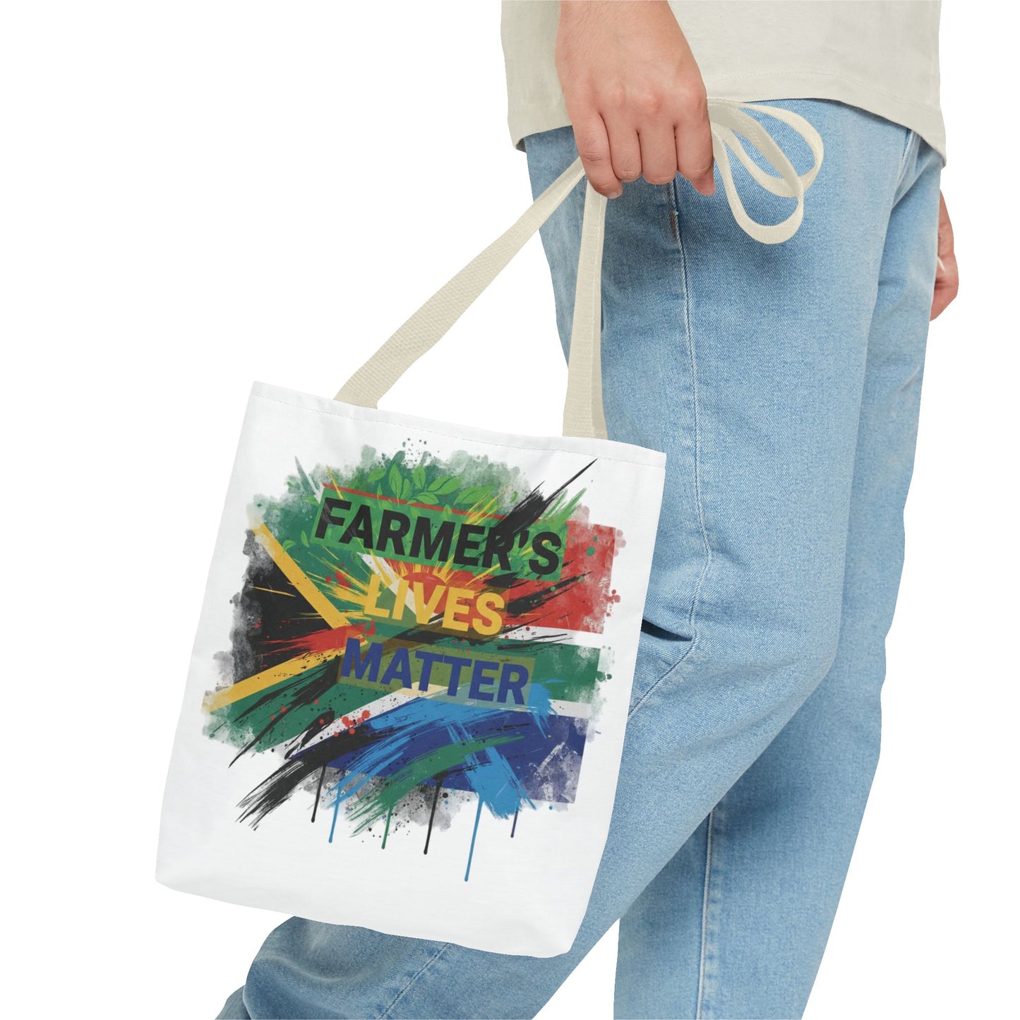 Farmers Lives Matter Tote Bag | South Africa Flag Brushstroke Design