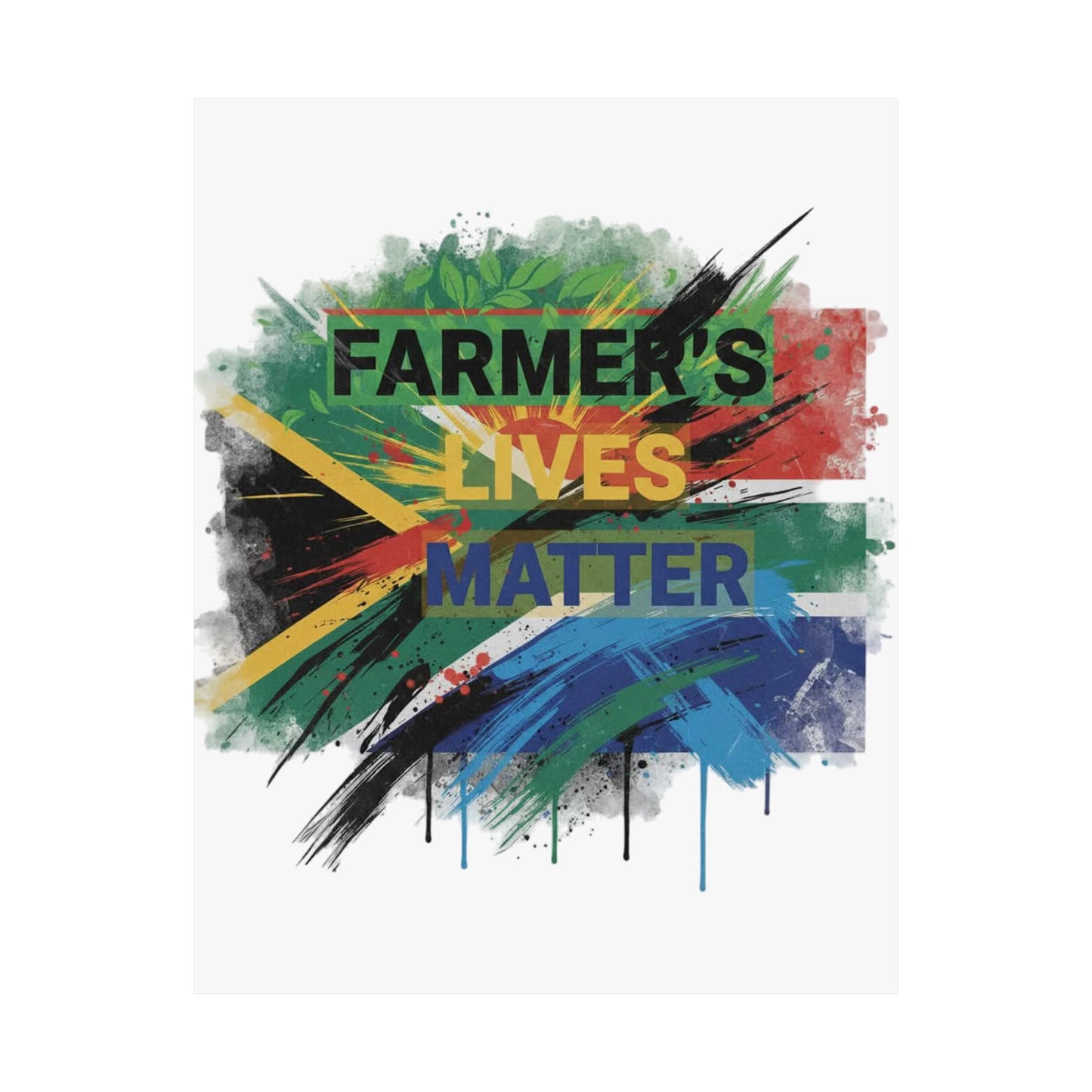 Farmers Lives Matter Poster | Matte Vertical Wall Art, South Africa Flag Grunge
