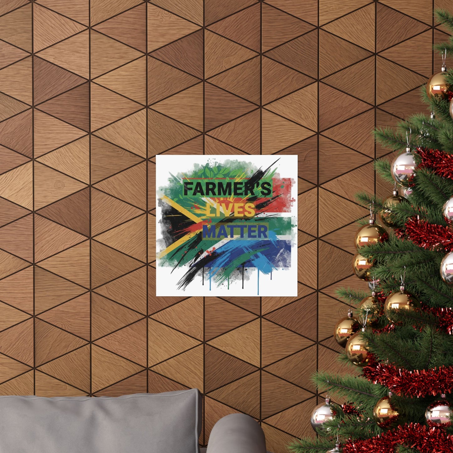 Farmers Lives Matter Poster | Matte Vertical Wall Art, South Africa Flag Grunge