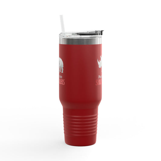 40oz Insulated Travel Mug — "Poachers Are Serial Killers" Rhino Conservation Tumbler