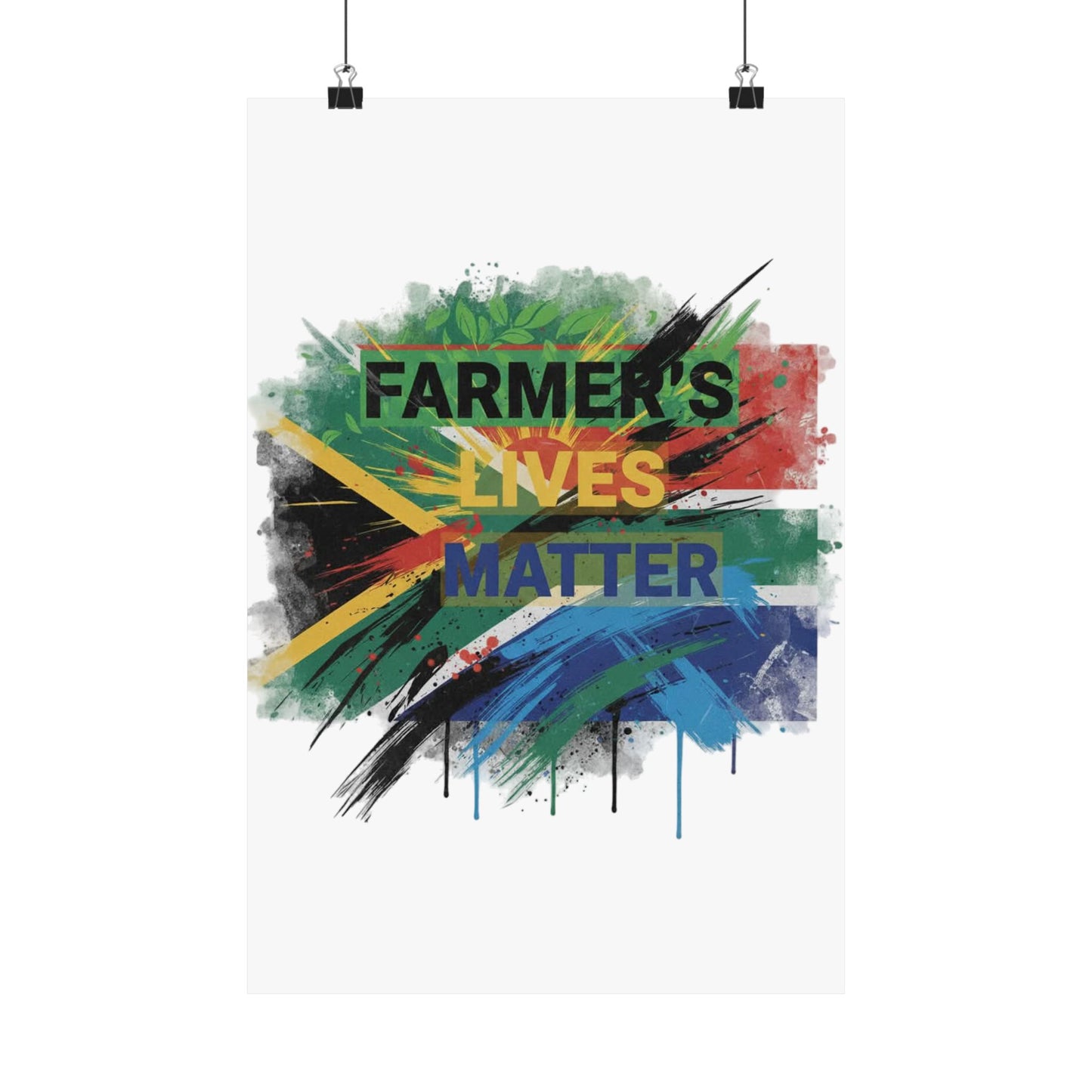 Farmers Lives Matter Poster | Matte Vertical Wall Art, South Africa Flag Grunge