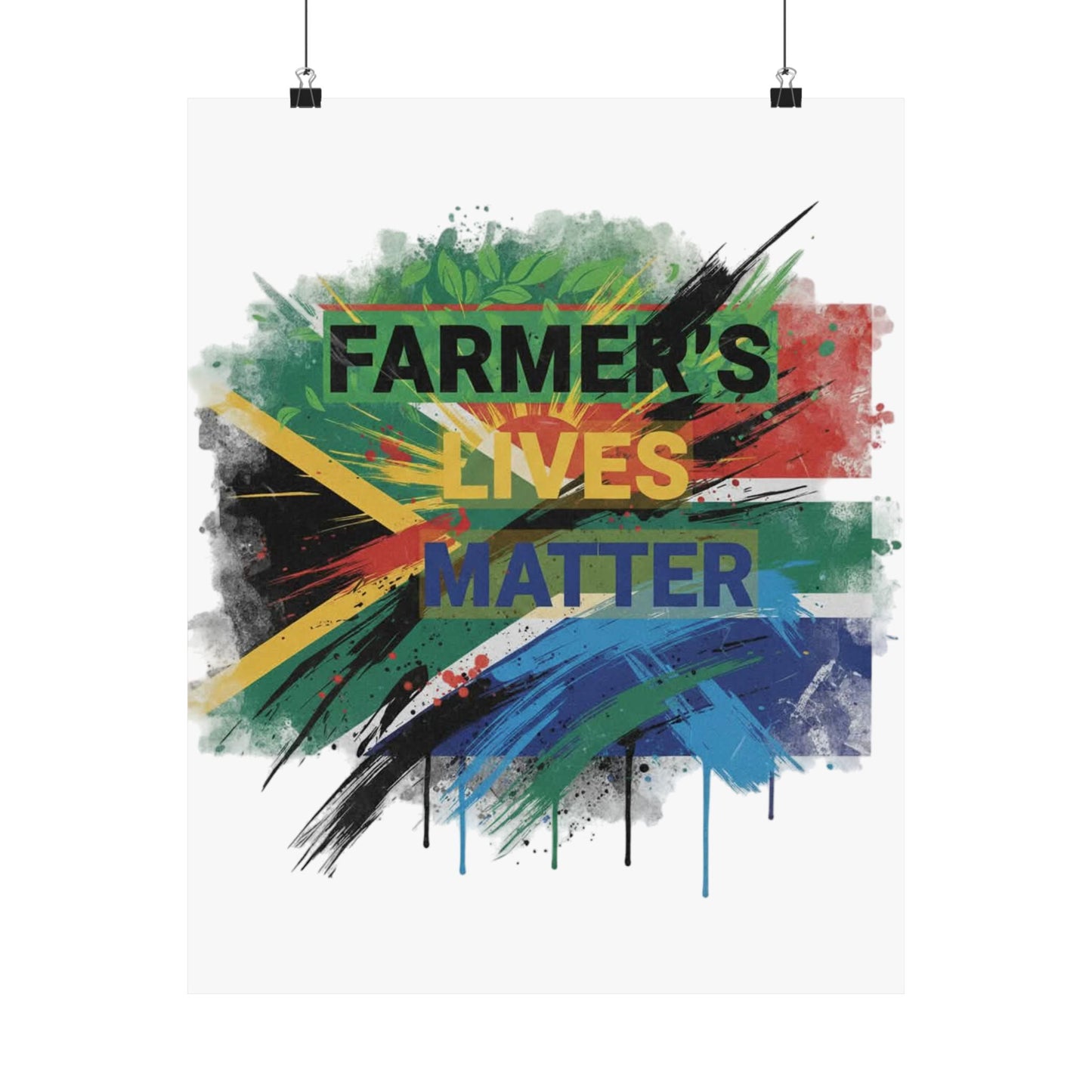 Farmers Lives Matter Poster | Matte Vertical Wall Art, South Africa Flag Grunge