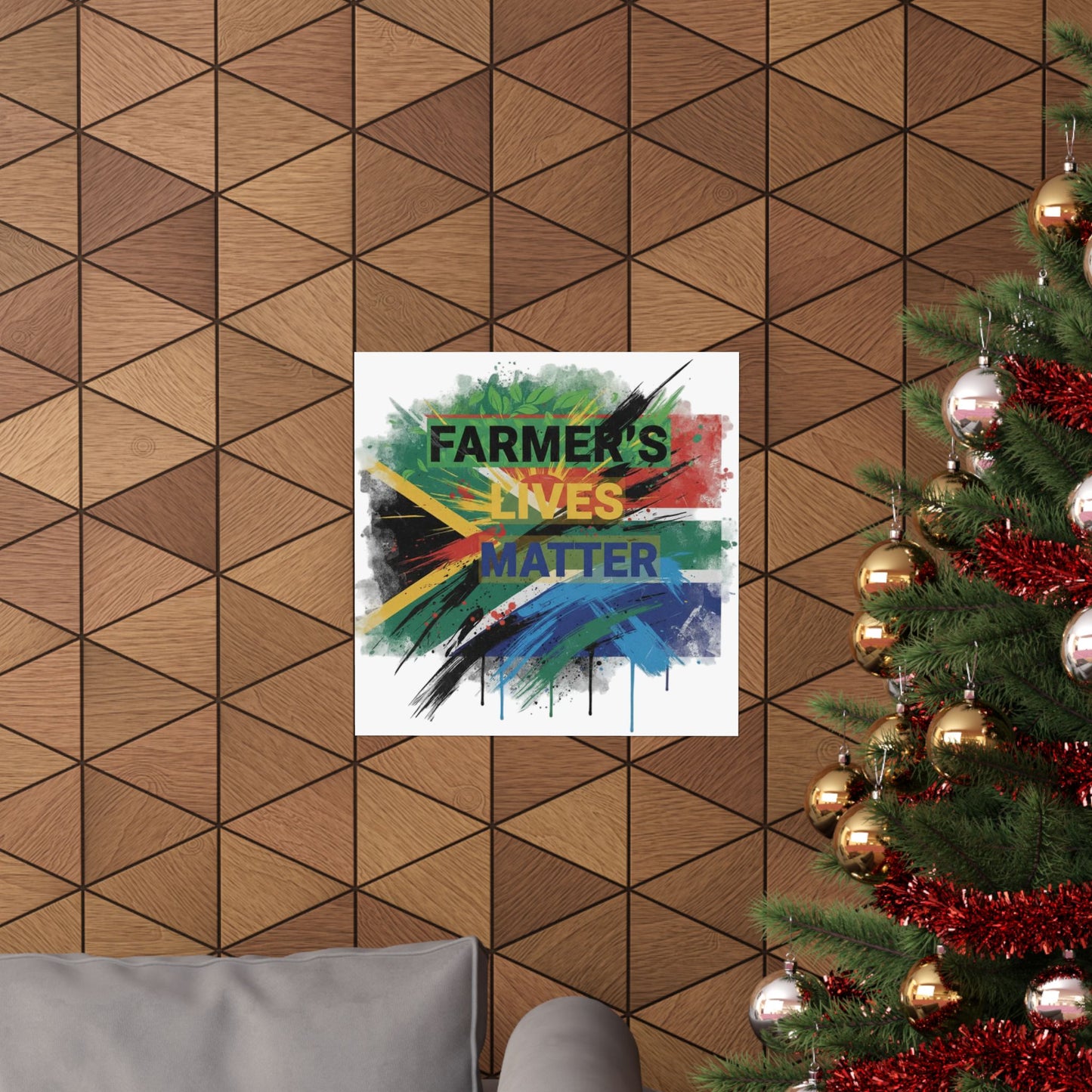 Farmers Lives Matter Poster | Matte Vertical Wall Art, South Africa Flag Grunge