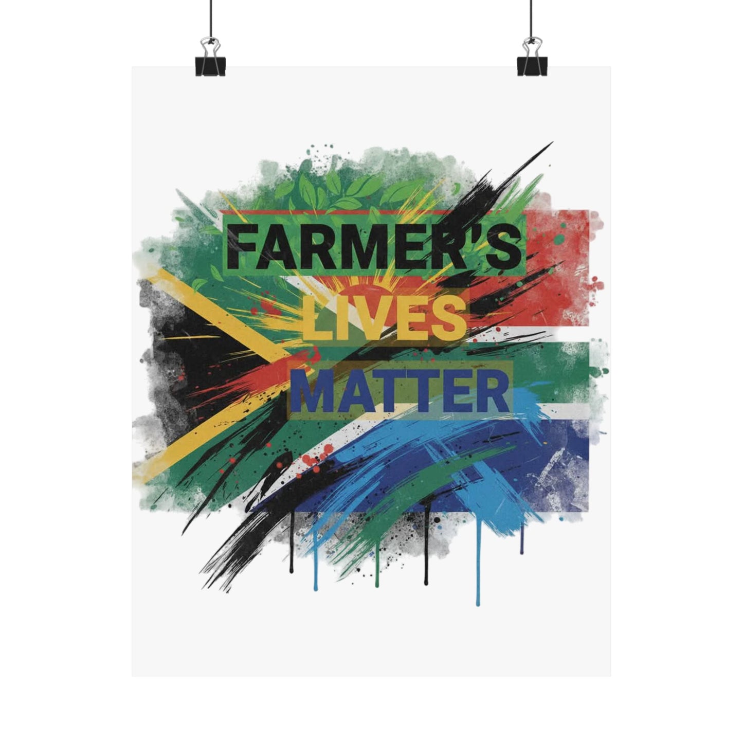 Farmers Lives Matter Poster | Matte Vertical Wall Art, South Africa Flag Grunge